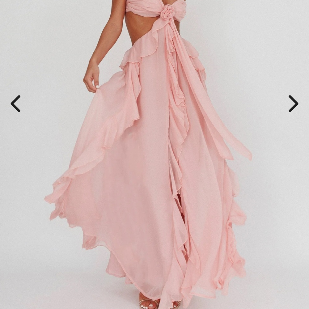 Santiago Cut-Out Ruffle Maxi Dress Blush